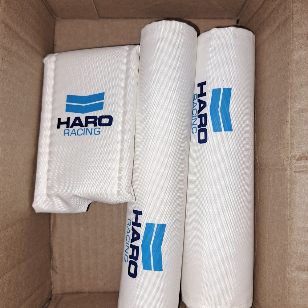 Haro Racing White and Blue BMX Pad Set Small Pads For Small Bmx